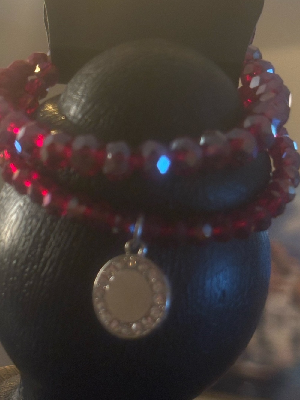 Red Crystal Wrap Bracelet with silver Charm